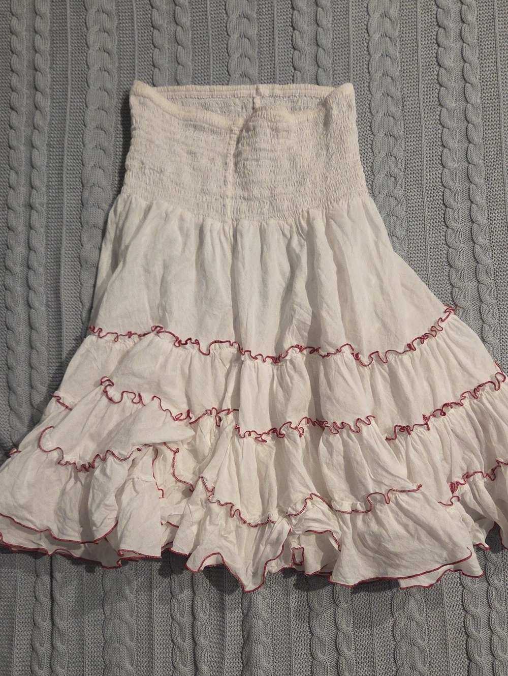 Santa Fe Designer Dress W/ Ruffle Petticoat Blue Red Floral 100% Cotton L Rare - Picture 9 of 11